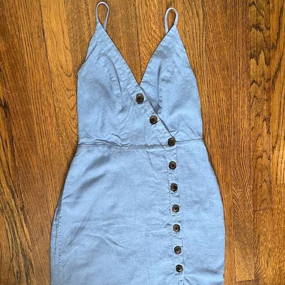 Urban Outfitters Vintage blue linen button down dress size Medium - Picture 8 of 16